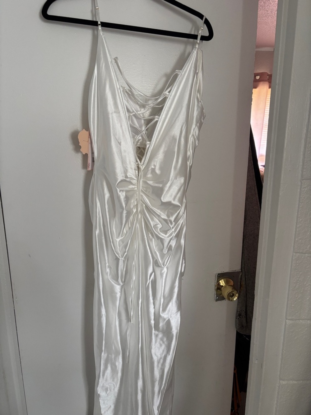 Lacemade Strapless White Satin Lace-Up Evening Dress - Picture 5 of 5